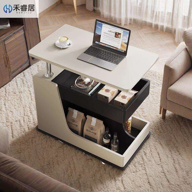 移动推车实木茶几现代小户型客厅沙发边几简约多功能升降小边柜