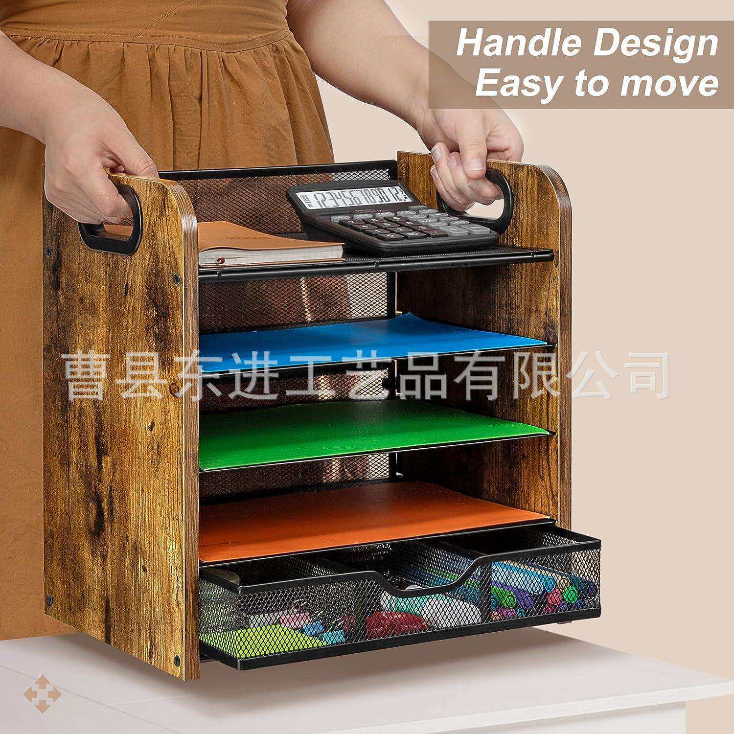 办公室桌面置物架木质文件架多层学生书本整理架实木分类资料架