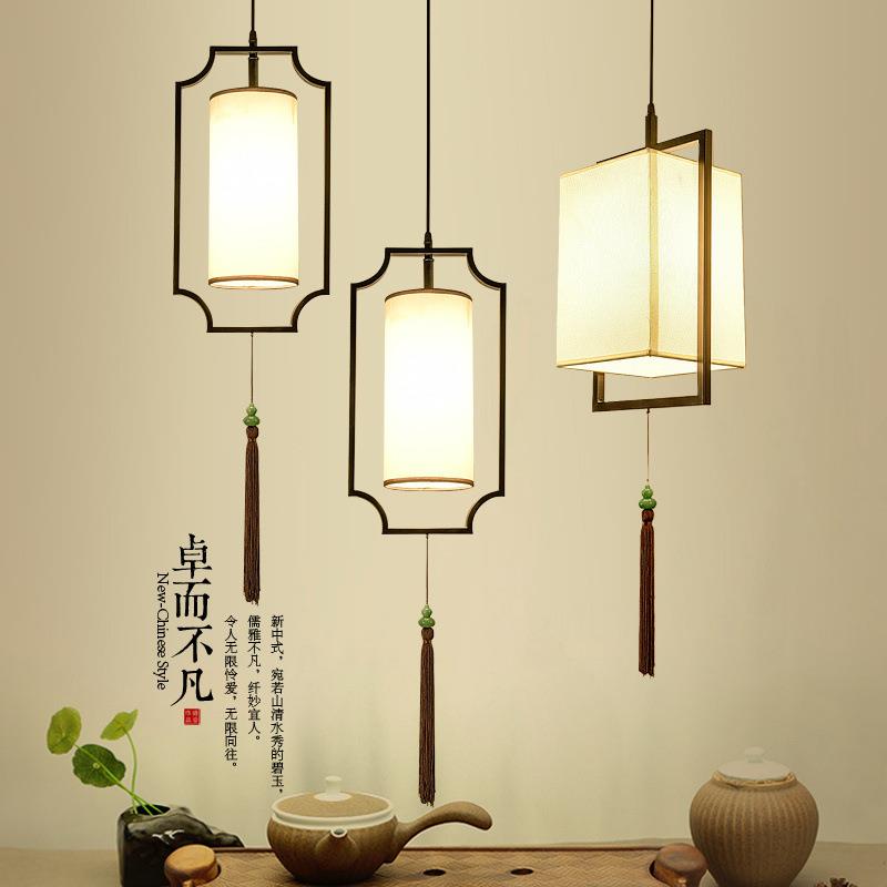 现代新中式床头吊灯简约铁艺餐厅酒店工程别墅庭院茶楼布艺过道灯