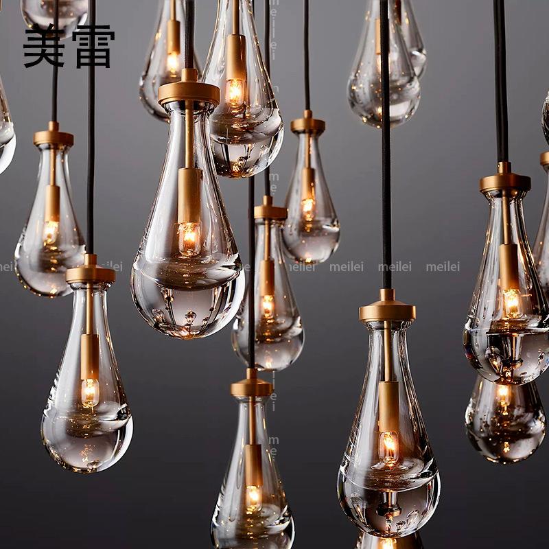 现代轻奢水滴吊灯美式酒店别墅客厅餐厅吧台卧室书房床头水晶吊灯