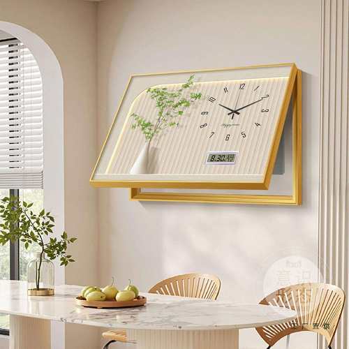 奶油风电表箱装饰画带万年历钟表弱电源遮挡挂画绿植配电箱盒盖板