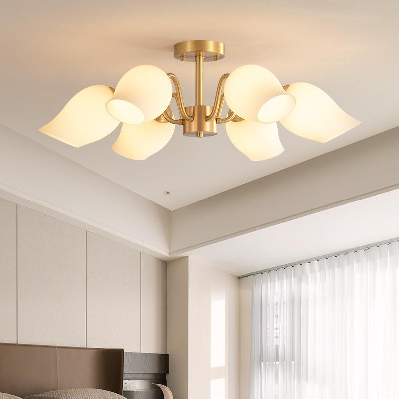 全铜卧室吸顶灯美式简约主卧吊灯餐厅房间法式奶油风书房艺术灯具