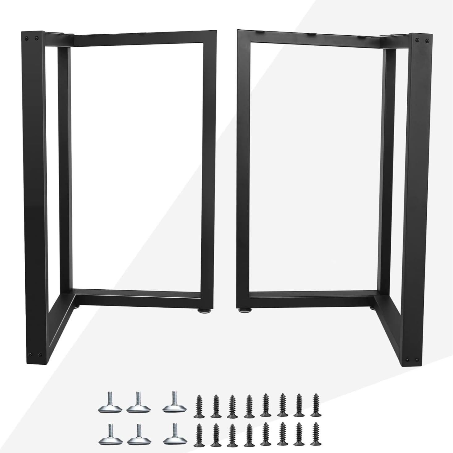 岩板书桌金属桌腿玻璃铁艺茶几餐桌架耐用烤漆黑色办公书桌柜脚