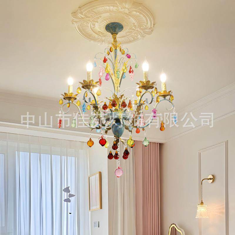 新款法式水晶客厅吊灯轻奢法式客厅灯水晶装饰吊灯铁艺吊顶灯