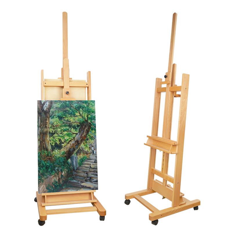 美术生素描榉木画架木制广告展示架油画落地实木升降可调节高度带