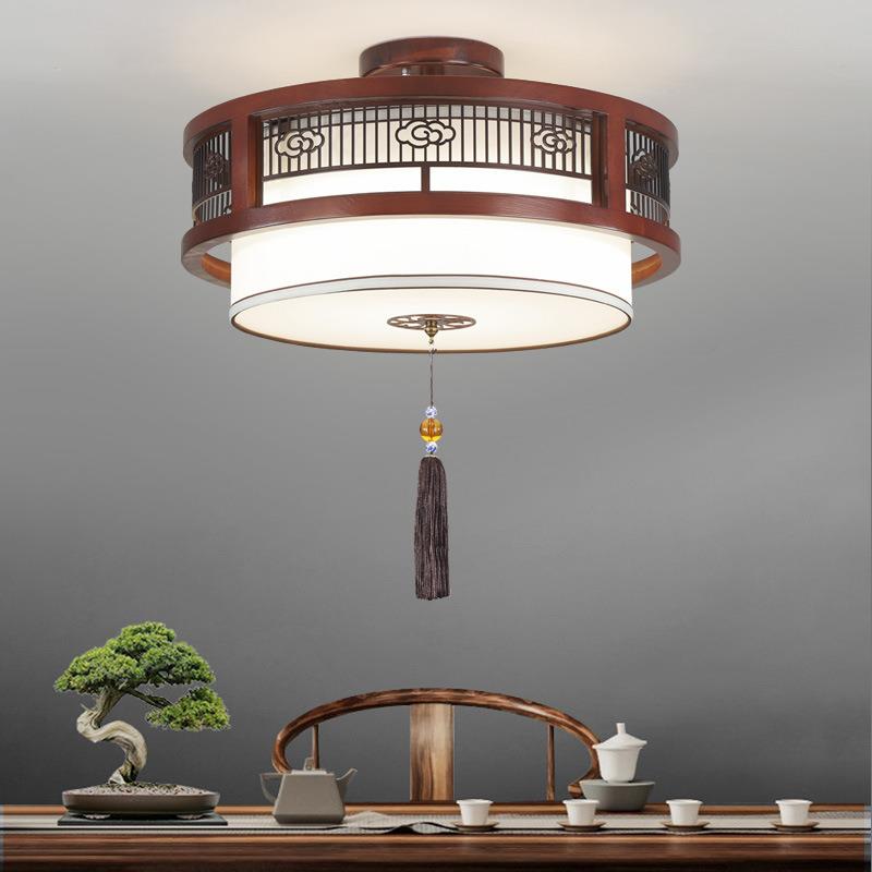 中式吊灯中国风实木过道灯LED阳台玄关灯简约书房灯具2024年新款