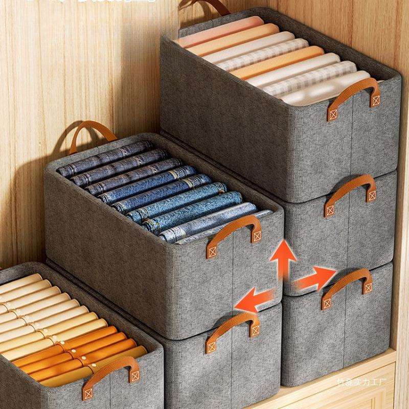 可折叠储物箱衣柜衣物衣服收纳箱布艺分层裤子家用篮筐整理盒神器
