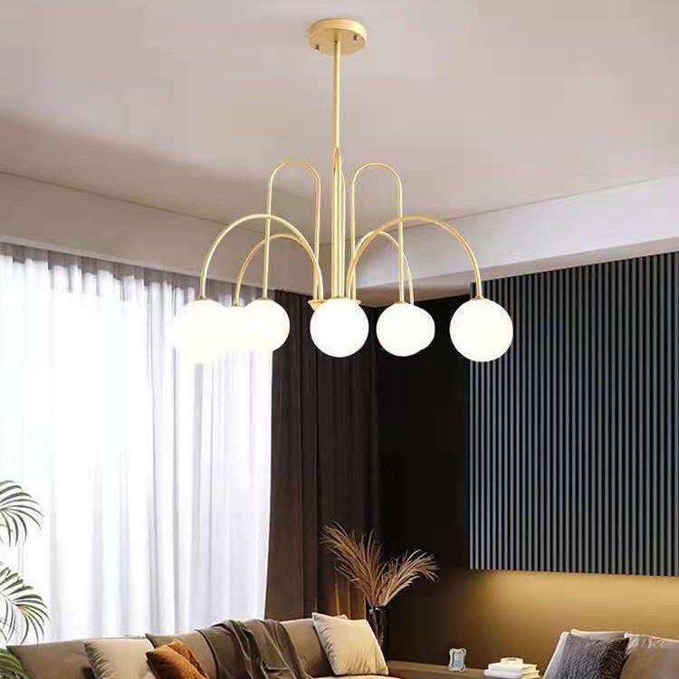 轻奢现代简约创意个性铁艺弯管客厅灯餐厅卧室书房魔豆分子吊灯