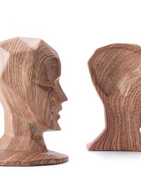 北欧人头书靠创意摆件书挡简约现代家居饰品书房样板间人物装饰品