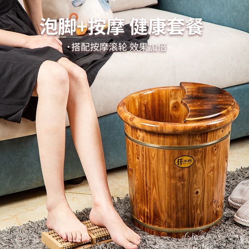 热销碳化泡脚家用木桶过小腿家用洗脚泡脚盆木质洗脚盆养生保温足