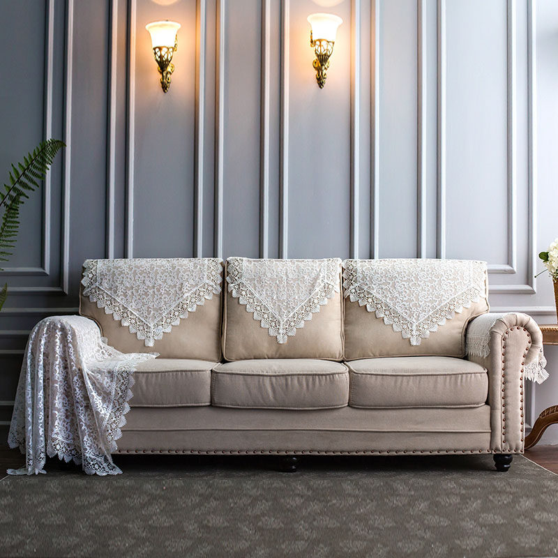 热销欧式蕾丝沙发巾靠背巾扶手巾沙发盖布白色防尘沙发套罩搭巾后