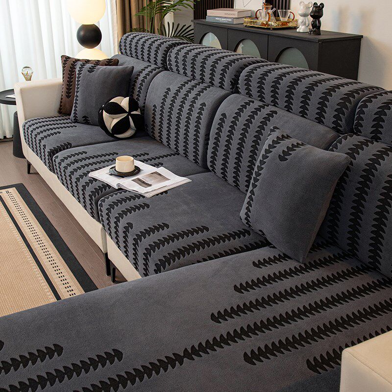 热销加厚沙发套罩全包万能套四季通用三座一贵妃沙发保护罩深灰防