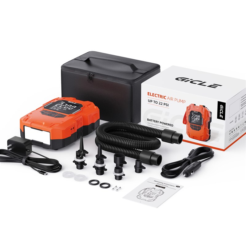 热销GICLE车载电动高压充气泵桨板帐篷橡皮划艇户外12V电池充电打