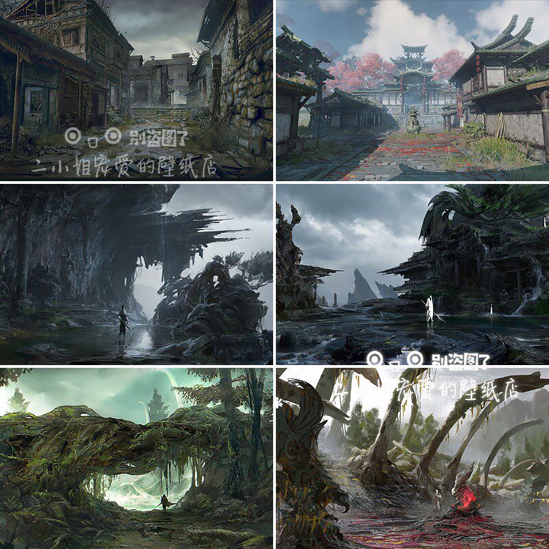 热销永劫无间墙纸酒店武侠主题背景拍照剧本杀壁纸恐怖建筑密室逃