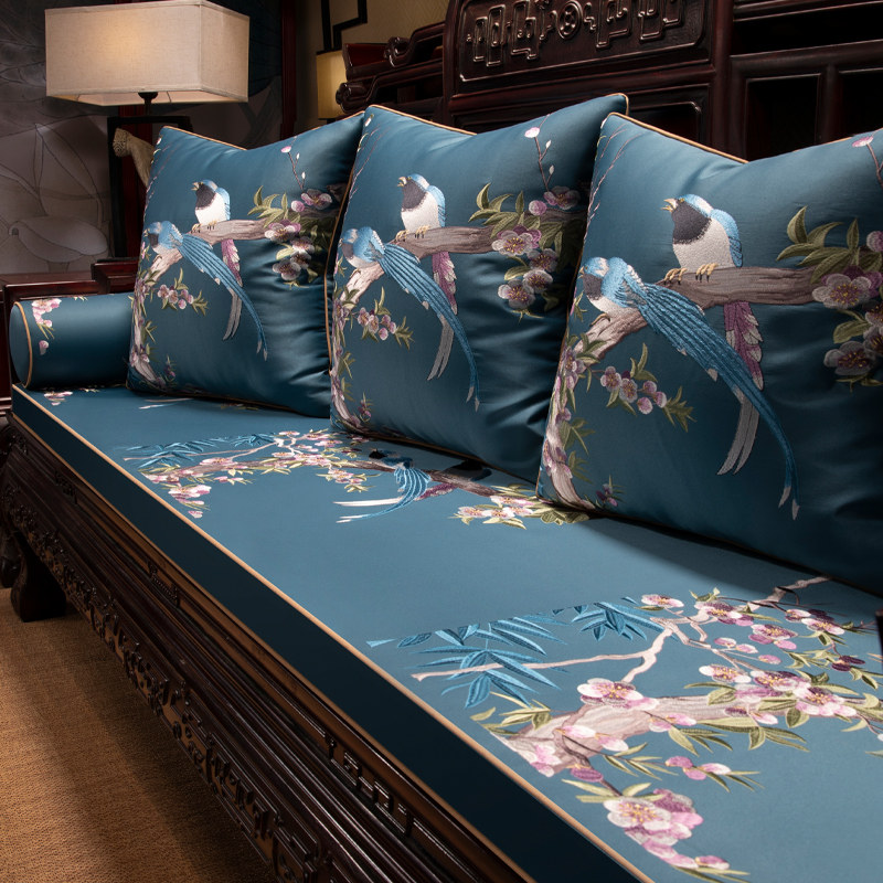 热销红木沙发坐垫带靠背加厚海绵垫罩套中式乳胶垫实木家具罗汉床