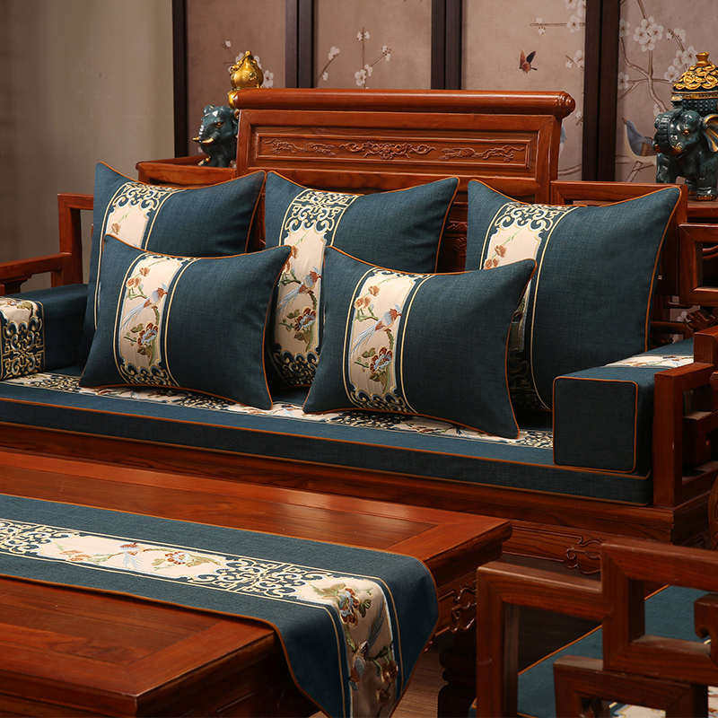 热销新中式红木沙发坐垫带靠背罗汉床五件套古典实木家具坐垫圈椅