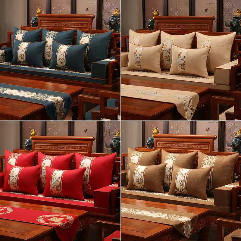 热销新中式红木沙发坐垫带靠背罗汉床五件套古典实木家具坐垫圈椅