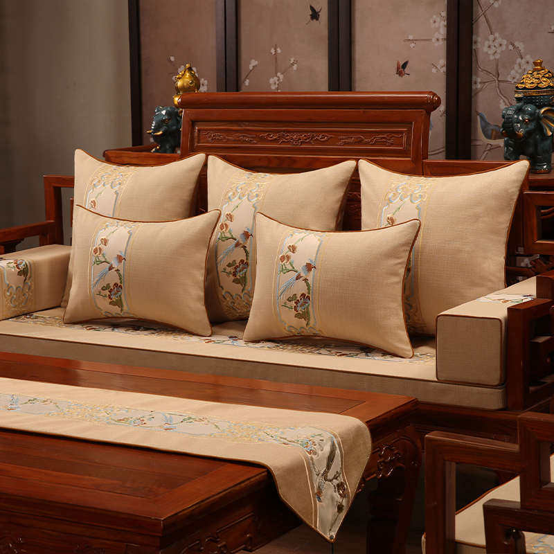 热销新中式红木沙发坐垫带靠背罗汉床五件套古典实木家具坐垫圈椅