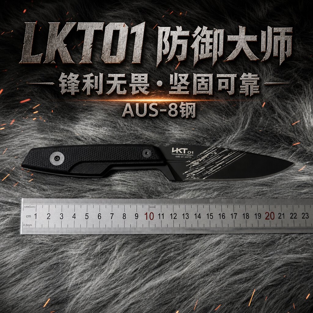 LKT01防御大师户外战术直刀G10手柄野外求生小刀AUS-8钢材带K鞘