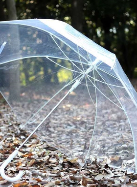 强抗风加大纯透明雨伞自动长柄双人用透明伞白色透明雨伞