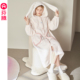 芬腾女士珊瑚绒睡袍秋冬连帽可爱保暖睡衣裙加绒加厚抗静电家居服