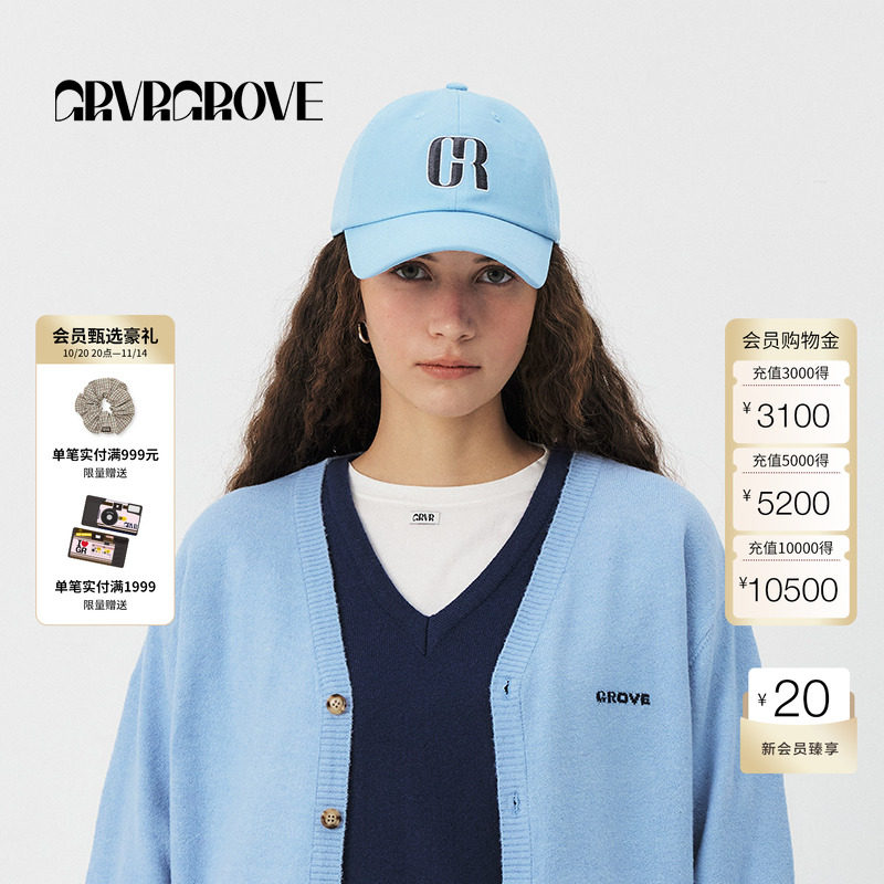 GROVE官方旗舰店明星同款女2025PS春季新款LOGO棒球帽GS5HT50J
