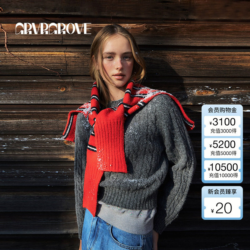 GROVE毛织套头羊毛衣韩系上衣