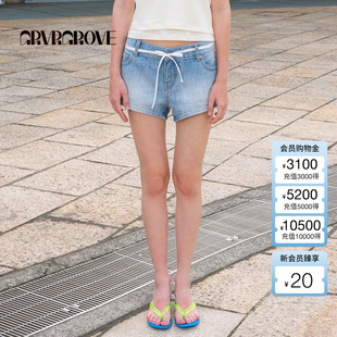 休闲 女下装 GM5DB01J 浅牛仔短裤 GROVE官方旗舰店2025夏新款