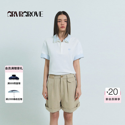 GROVE官方旗舰店2026SS春夏新款韩系上装短袖polo衫T恤 GS26TSC01