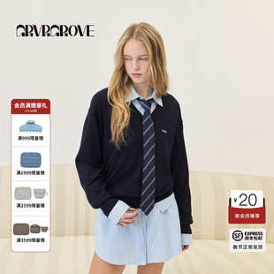 【林娜琏同款】GROVE 2026PS春季新款长袖针织毛衫V领 GP26KNC34