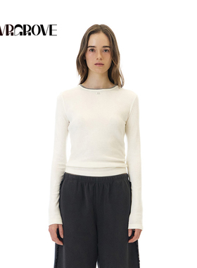 GROVE官方旗舰店 2025WT冬季新款长袖圆领T恤打底衫撞色 GCW5TS03