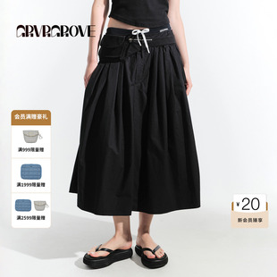 GROVE官方旗舰店HS夏日款 休闲宽松GM5SK04M 梭织长半裙时尚