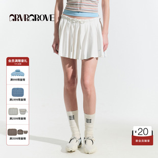 GROVE官方旗舰店2025HS夏日款女针织百褶短裙韩系短裙GM5SK01C