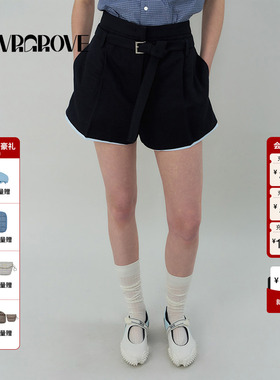 GROVE官方旗舰店2025SS春夏新款女士假两件梭织短裤GS5PT26M