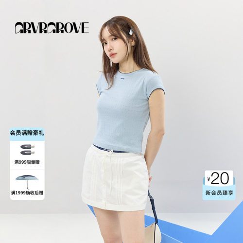 GROVE官方旗舰店SS春夏款女士小半袖圆领短袖t恤GCM5TS05