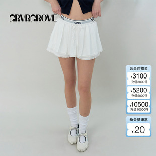 GROVE官方旗舰店2025SS春夏新款 女韩系风GS5SK16M 百褶梭织短裙裤