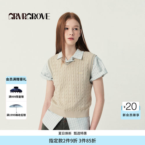 GRVR GROVE官方旗舰店SS春夏款梭织短袖衬衫韩系女 GS5SH70M