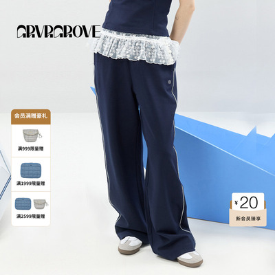 GROVE官方旗舰店2025SS春夏款女士撞色针织休闲长裤 GCM5PT03