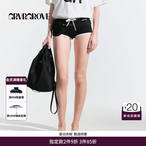 GRVR GROVE官方旗舰店HS夏日款女士撞色针织短裤 GM5PT05M