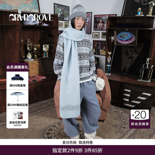GRVR GROVE官方旗舰店 WT冬季款圆领长袖毛衫撞色韩系女GCW5KN07