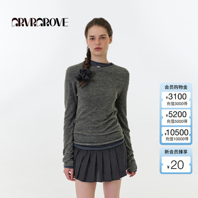 GROVE官方旗舰店2025FW秋季新款圆领长袖针织打底衫女 GF5KN04J