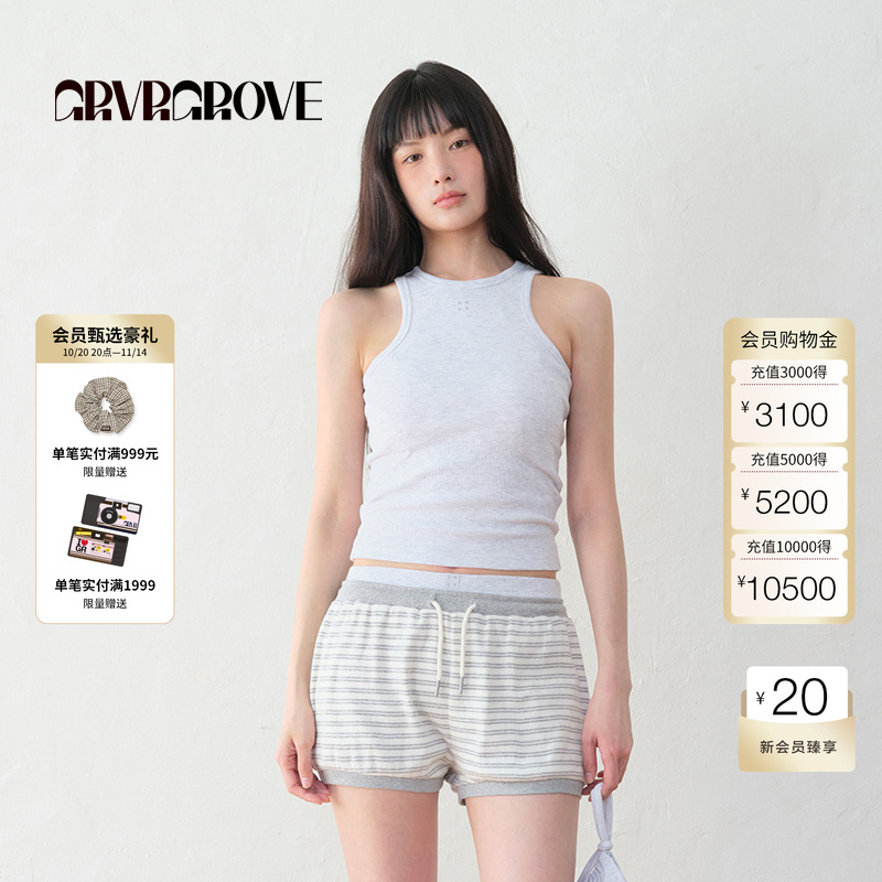 GROVE官方旗舰店2025BS系列夏季新款女士工字针织背心BM5SL01M
