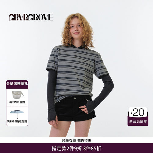 GRVR GROVE官方旗舰店FW秋季款长袖连帽T恤女款 GF5TS01M