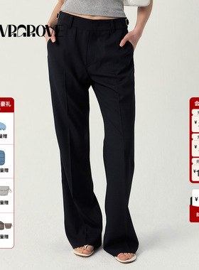 GROVE官方旗舰店2025SS春夏新款女可调节腰梭织休闲长裤GS5PT21M