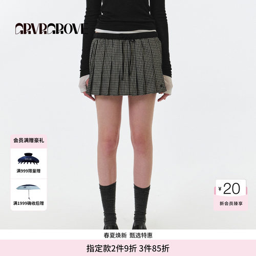 【博主同款】GROVE FW秋季款格纹梭织裙裤女短裙 GF5SK06C