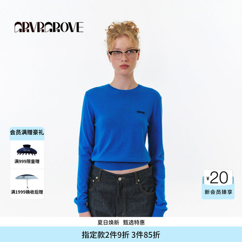 GROVE官方旗舰店 FW秋季款圆领长袖针织衫女款 GF5KN06J