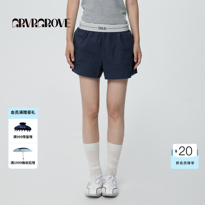 GROVE官方旗舰店SS春夏款女士松紧腰梭织休闲短裤 GCM5PT04