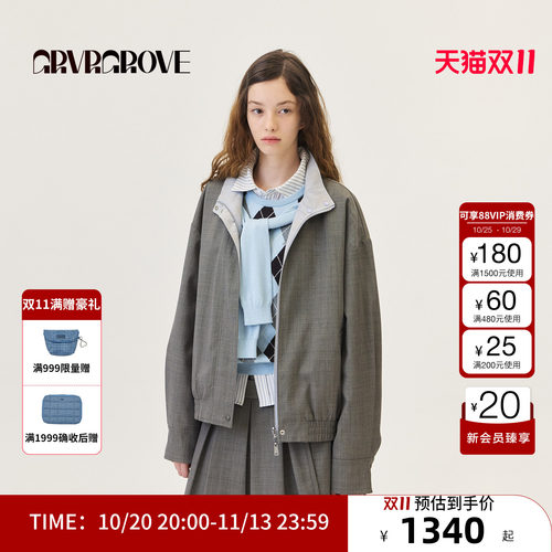 GRVR GROVE官方旗舰店2026PS春季双面穿小立领夹克外套 GP26JPC07