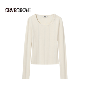 GROVE官方旗舰店2026PS春季新款长袖T恤大领口打底衫 GP26TSK60