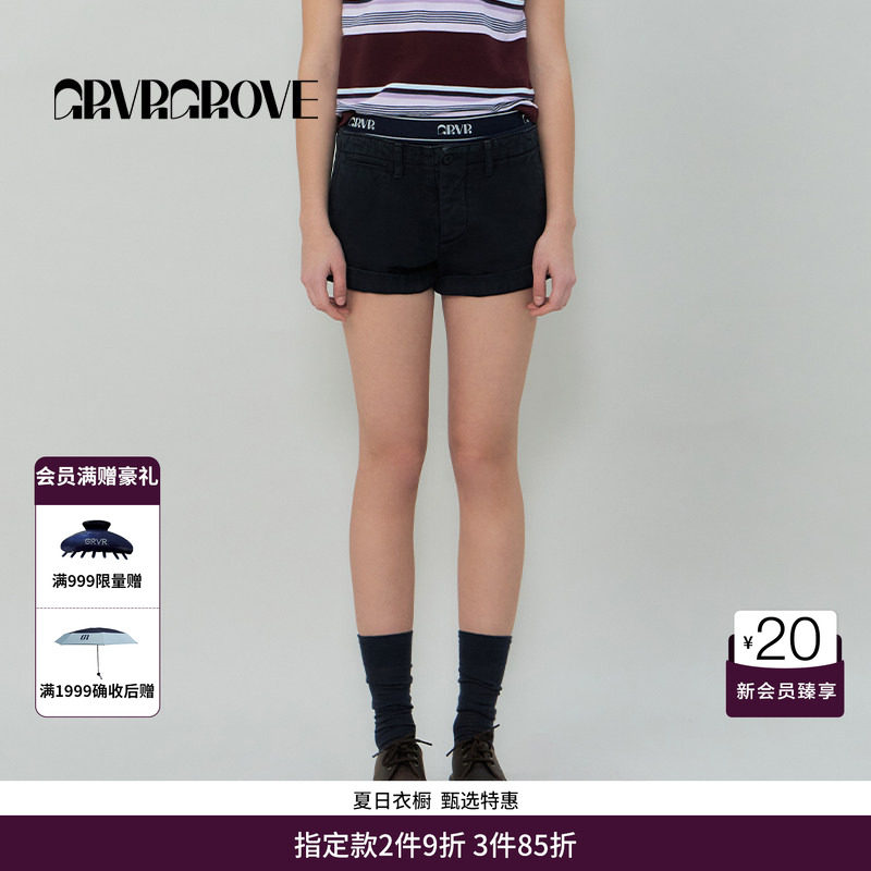 GRVR GROVE官方旗舰店SS春夏款女士梭织牛仔短裤GS5DB18J - 实物图